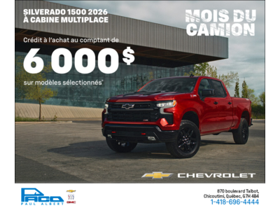 Procurez-vous le Chevrolet Silverado 1500 2026 à cabine multiplace