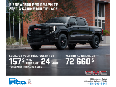 Le GMC Sierra 1500 Pro Graphite 2026 à cabine multiplace