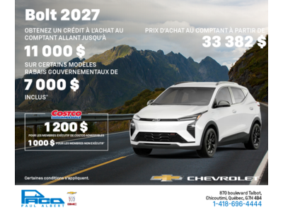 Procurez-vous le Chevrolet Bolt 2027