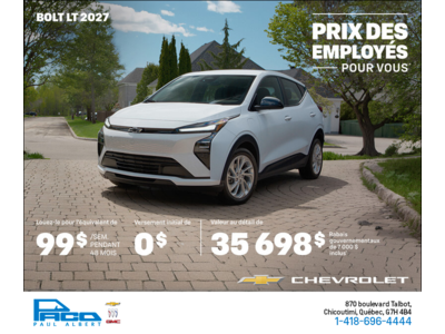 Procurez-vous le Chevrolet Bolt LT 2027