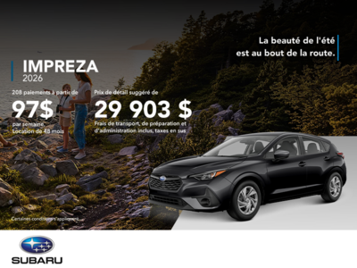 Procurez-vous la Impreza 2026!