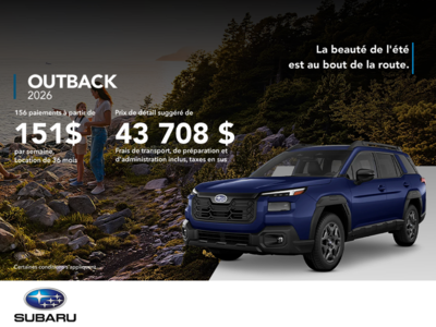 Procurez-vous le Outback 2026!