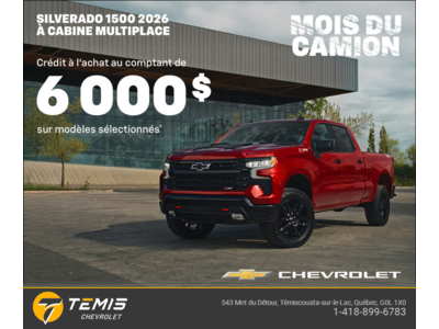 Procurez-vous le Chevrolet Silverado 1500 2026 à cabine multiplace