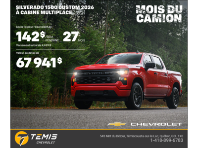 Procurez-vous le Chevrolet Silverado 1500 Custom 2026 à Cabine Multiplace