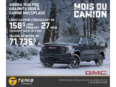 Le GMC Sierra 1500 Pro Graphite 2026 à cabine multiplace