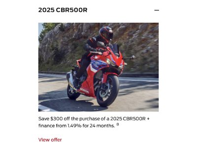 2025 CBR500R [in Stock]