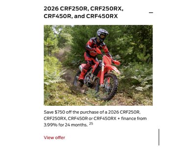 2026 CRF250R, CRF250RX [in Stock]