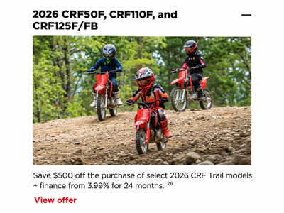 2026 CRF50F, CRF110F, and CRF125F [in Stock]