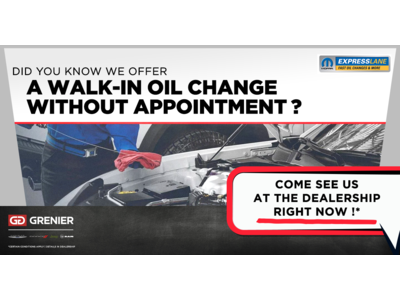 OIL CHANGE WITHOUT APPOINTMENT !