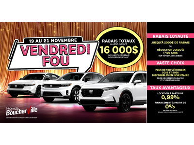 ÉVÉNEMENT VENDREDI FOU !