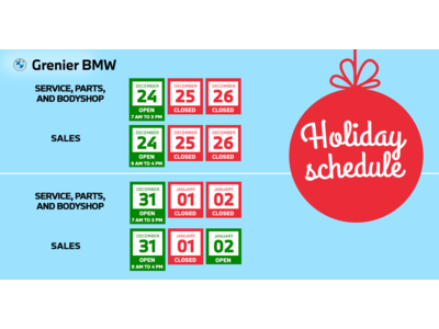 HOLIDAY SCHEDULE