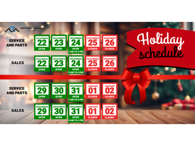 HOLIDAY SCHEDULE