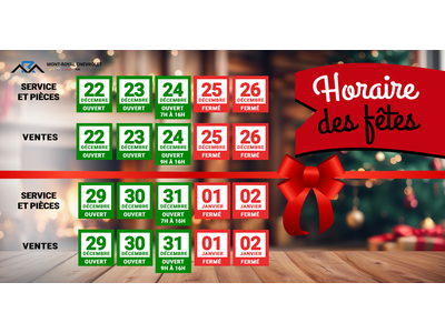 HORAIRE DES FÊTES
