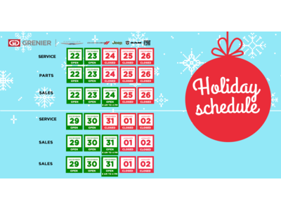 HOLIDAY SCHEDULE