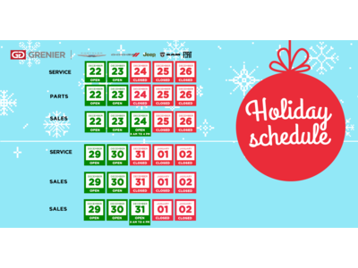 HOLIDAY SCHEDULE
