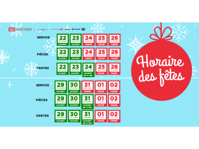 HORAIRE DES FÊTES