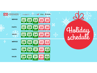 HOLIDAY SCHEDULE