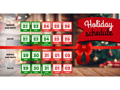 HOLIDAY SCHEDULE