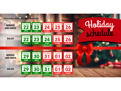 HOLIDAY SCHEDULE