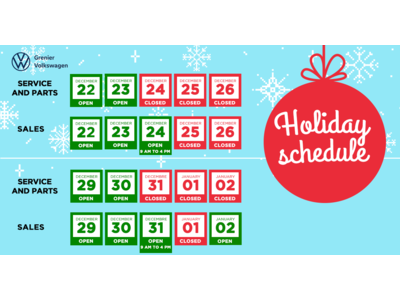 HOLIDAY SCHEDULE