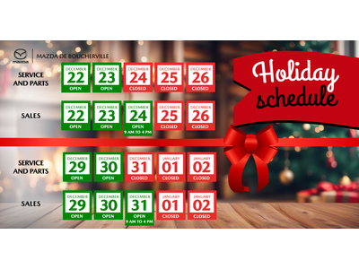 HOLIDAY SCHEDULE