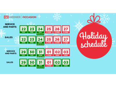 HOLIDAY SCHEDULE