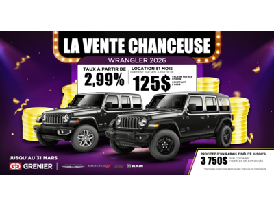 LA VENTE CHANCEUSE SUR NOS WRANGLER 2026 !