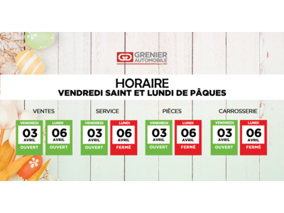 HORAIRE DE PÂQUES !