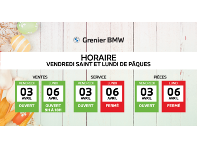 HORAIRE DE PÂQUES !