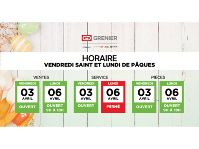 HORAIRE DE PÂQUES !