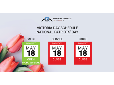Victoria Day Schedule