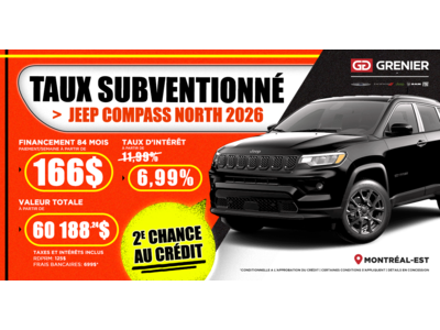 TAUX SUBVENTIONNÉ SUR LE JEEP COMPASS NORTH 2026 !