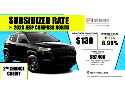 SUBVENTIONNED RATE ON THE 2026 JEEP COMPASS NORTH !
