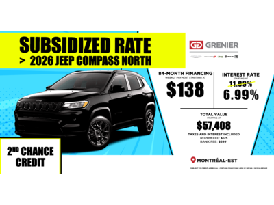 SUBVENTIONNED RATE ON THE 2026 JEEP COMPASS NORTH !