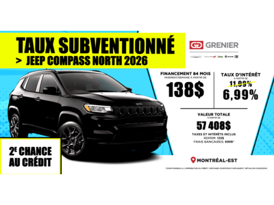 TAUX SUBVENTIONNÉ SUR LE JEEP COMPASS NORTH 2026 !