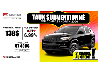 TAUX SUBVENTIONNÉ SUR LE JEEP COMPASS NORTH 2026 !