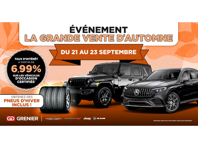 ÉVÉNEMENT LA GRANDE VENTE D'AUTOMNE !