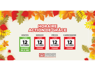HORAIRE ACTION DE GRÂCE