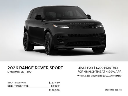 Lease a 2026 Range Rover Sport Dynamic SE P400 for $1,299 monthly*