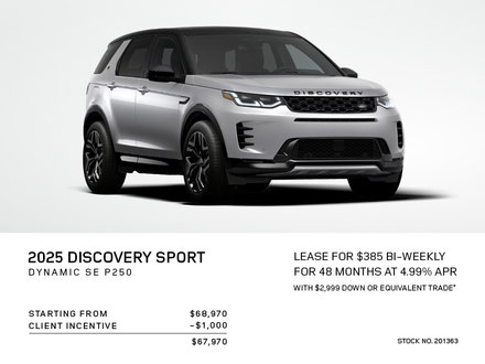 Lease a 2025 Discovery Sport Dynamic SE for $385 bi-weekly*
