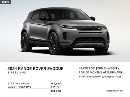 Lease a 2024 Range Rover Evoque S P250 AWD for $289 bi-weekly*