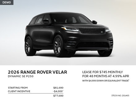 Lease a 2026 Range Rover Velar Dynamic SE P250 for $745 monthly*