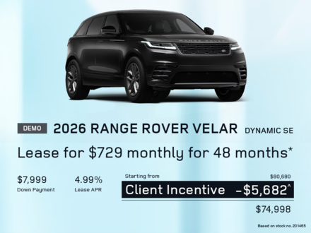 Lease a 2026 Range Rover Velar Dynamic SE for $729 monthly*