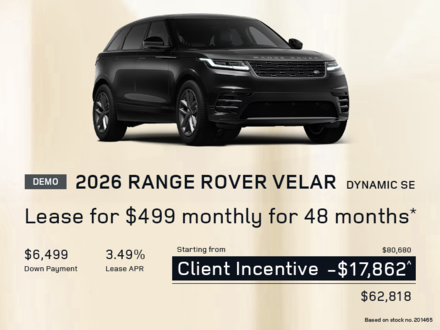 Lease a 2026 Range Rover Velar Dynamic SE for $499 monthly*