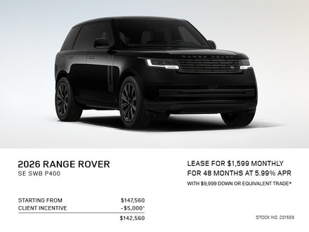 Lease a 2026 Range Rover SE SWB P400 for $1,599 monthly*