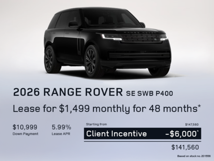 Lease a 2026 Range Rover SE SWB P400 for $1,499 monthly*
