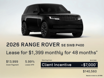 Lease a 2026 Range Rover SE SWB P400 for $1,399 monthly*