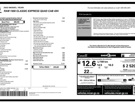 2022 Ram 1500 Classic Express | Night Edition | Cam | Warranty to 2027