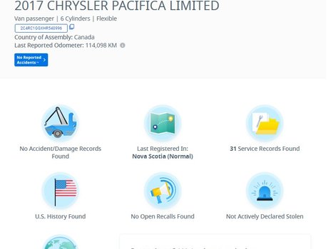 2017 Chrysler Pacifica Limited | Leather | Roof |DVD | Nav | Cam | USB