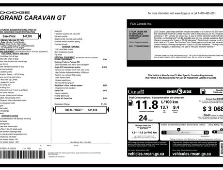 2020 Dodge Grand Caravan GT | Leather | Nav | DVD | Cam | HtdWheel | USB